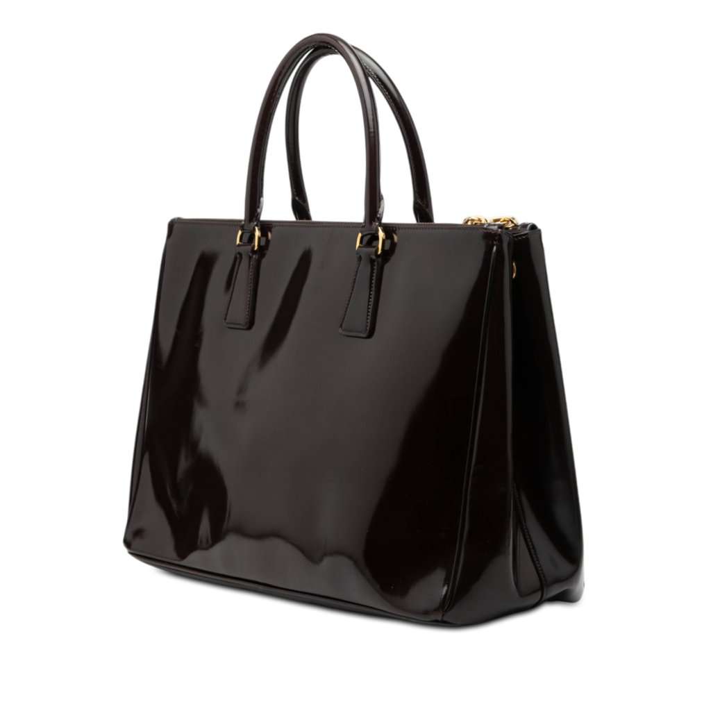 Prada Medium Spazzolato Galleria Double Zip Satchel Purple Leather Very good condition - Back View