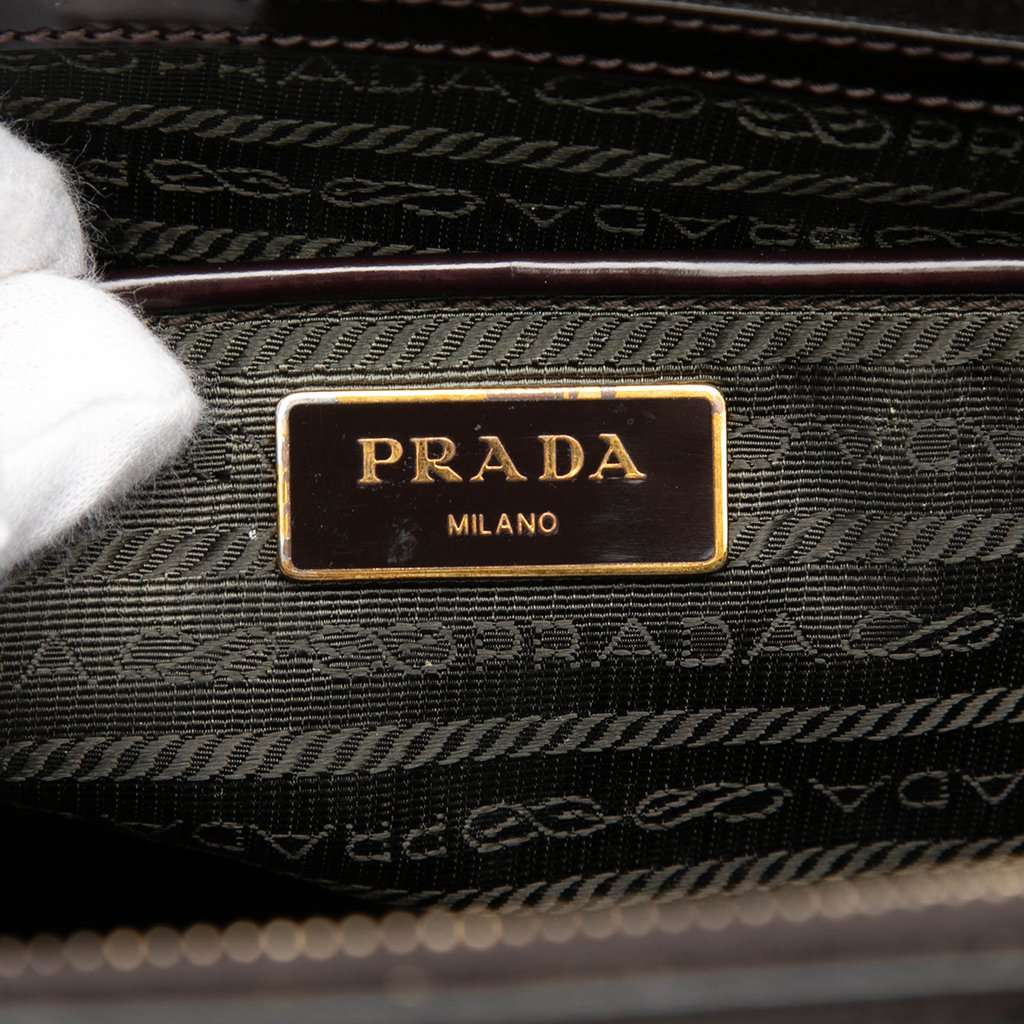 Prada Medium Spazzolato Galleria Double Zip Satchel Purple Leather Very good condition - Box View