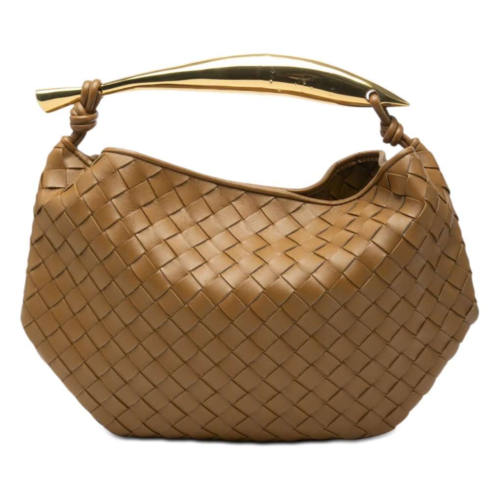 Bottega Veneta Lambskin Intrecciato Sardine Satchel Brown Leather Very good condition - Front View