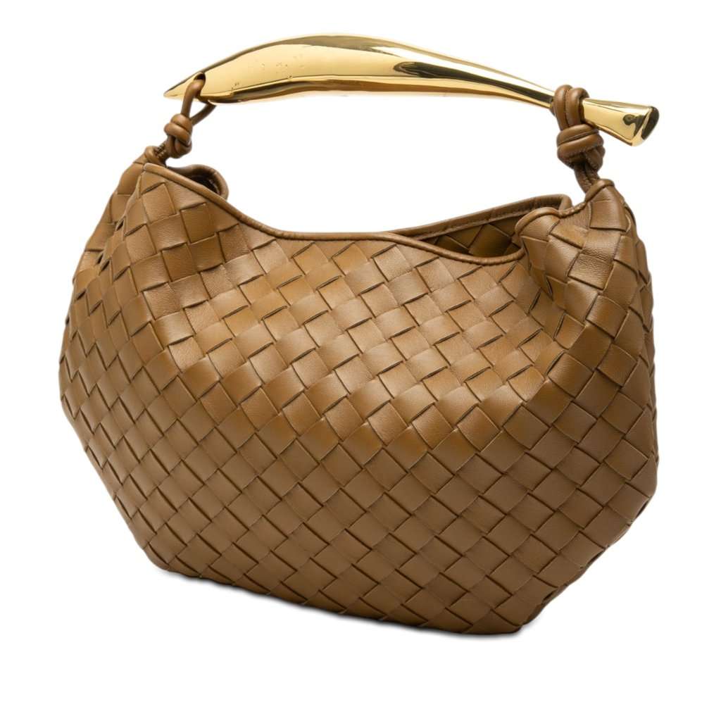 Bottega Veneta Lambskin Intrecciato Sardine Satchel Brown Leather Very good condition - Back View