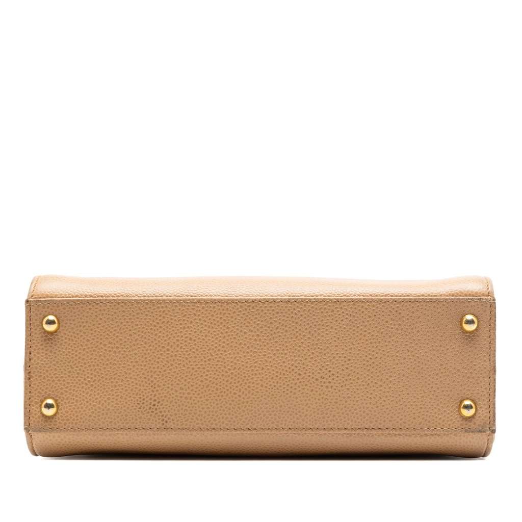 Chanel CC Caviar Turn Lock Tote Beige Leather Very good condition - Inside View