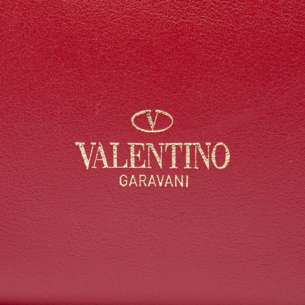 Valentino Small Leather Rockstud Trapeze Satchel Red Leather Very good - Box View