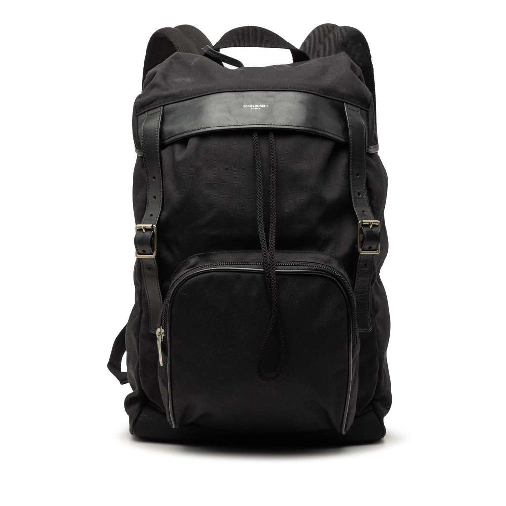 Saint Laurent Canvas Utilitarian Hunting Backpack Black Very good - Front View