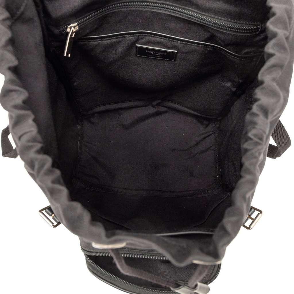 Saint Laurent Canvas Utilitarian Hunting Backpack Black Very good - Model View