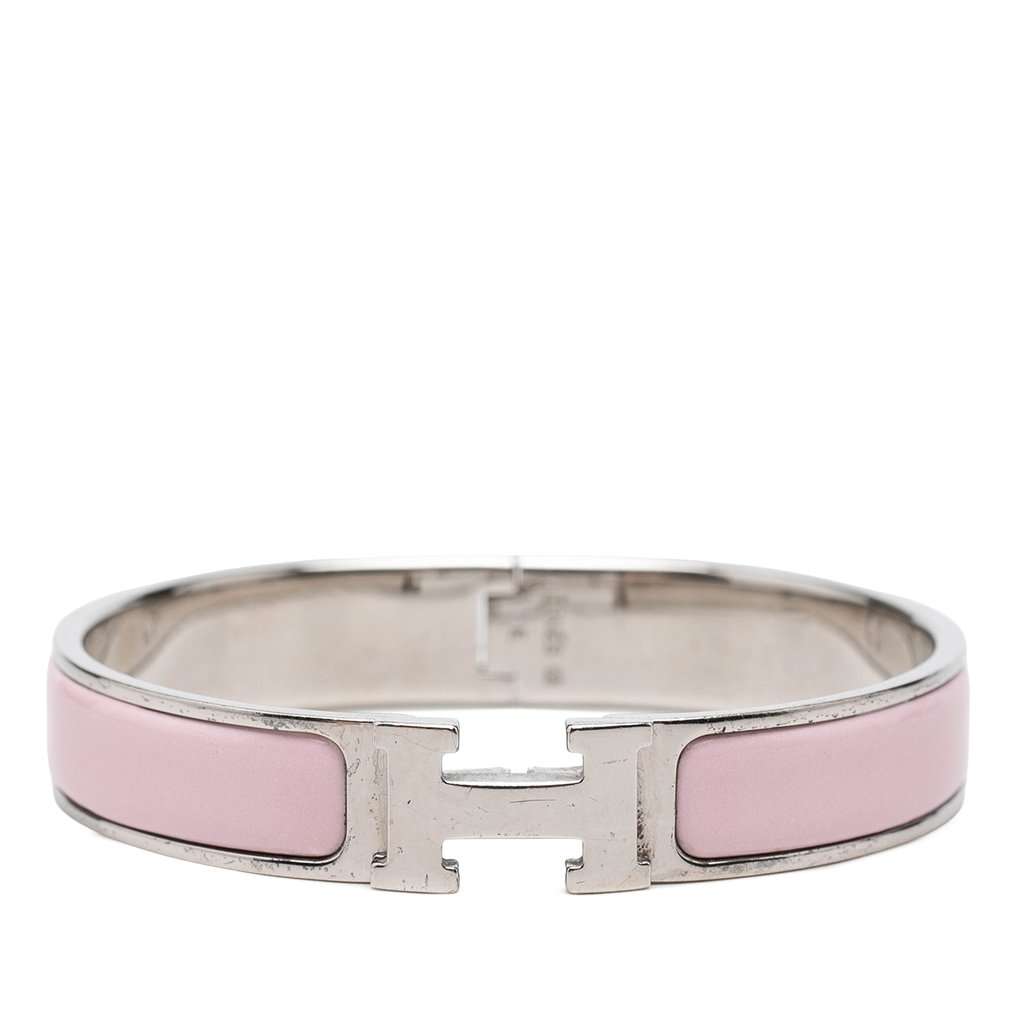 Hermès Narrow Enamel Clic H Bracelet PM Pink Very good condition - Front View