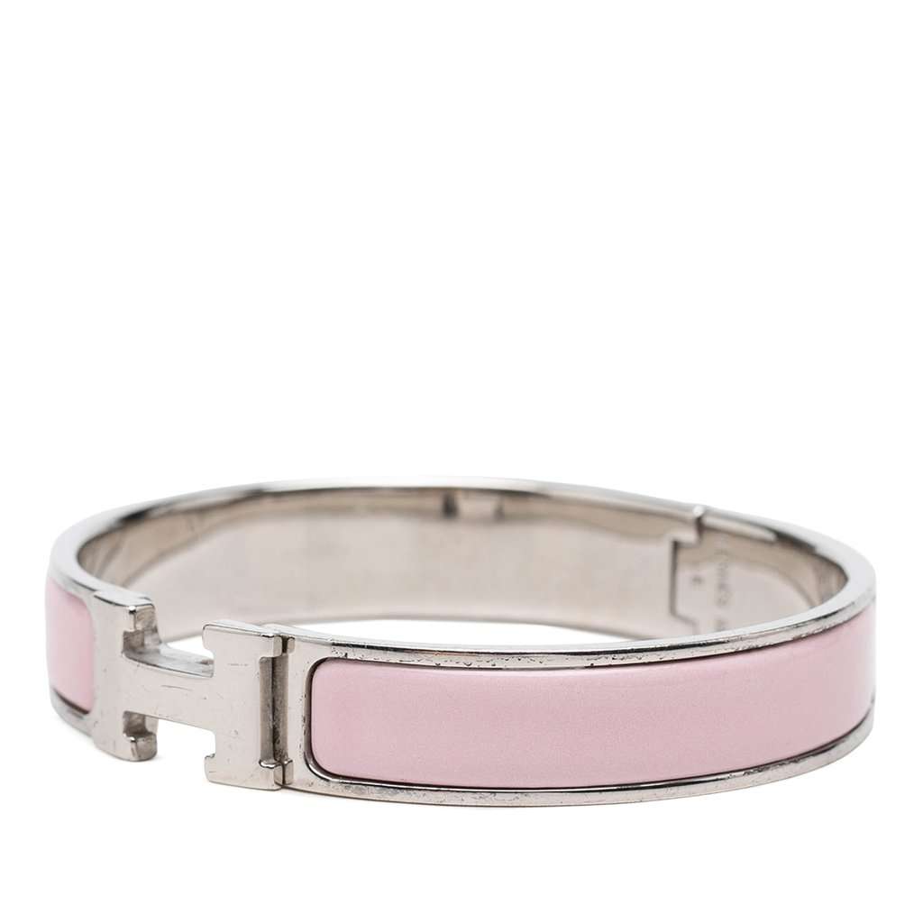 Hermès Narrow Enamel Clic H Bracelet PM Pink Very good condition - Back View