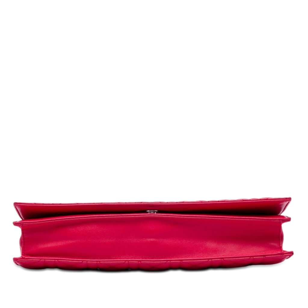 Dior Lambskin Cannage Lady Dior Chain Convertible Clutch Red Leather Very good condition - Inside View