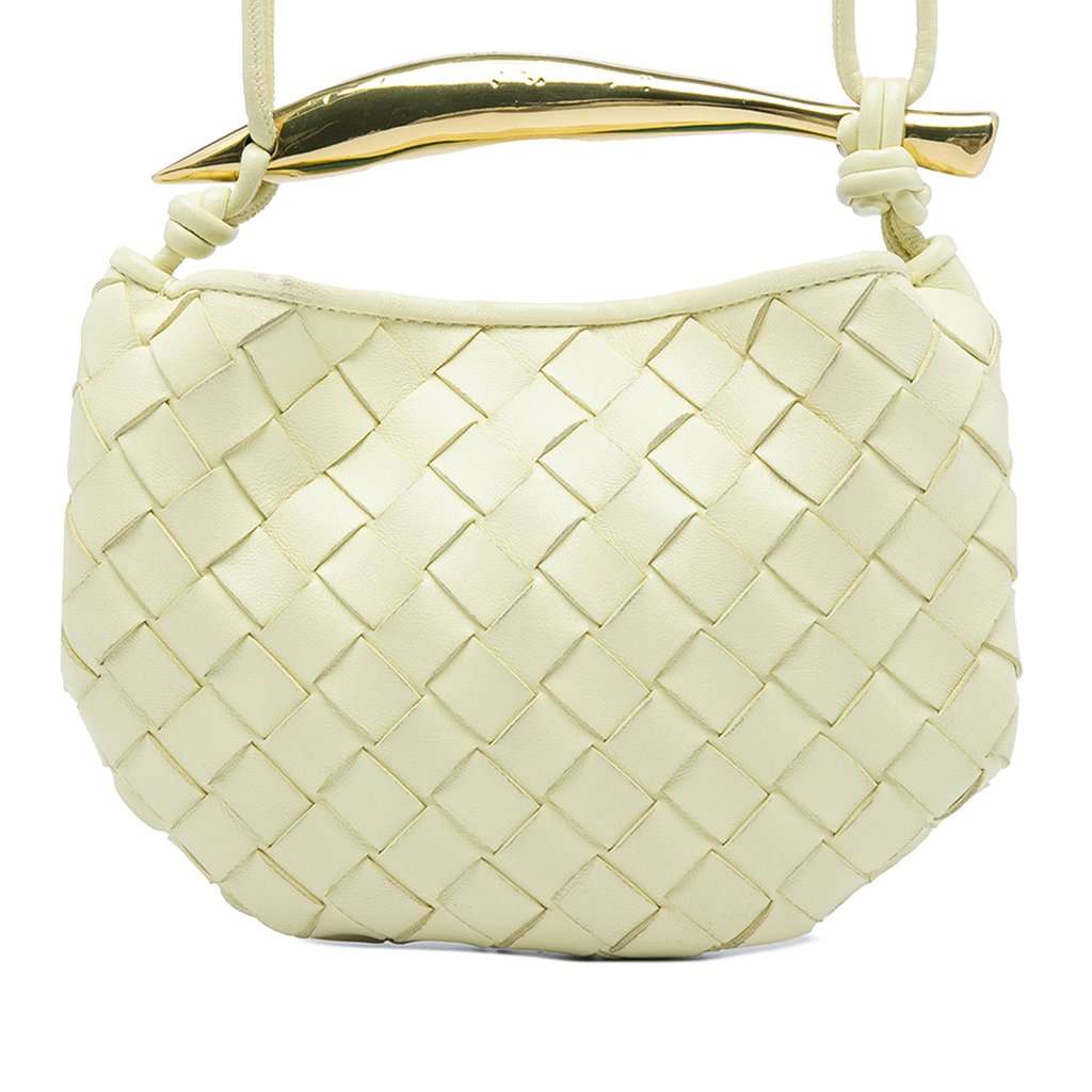 Bottega Veneta Baby Lambskin Intrecciato Sardine Bag Yellow Leather Very good - Front View