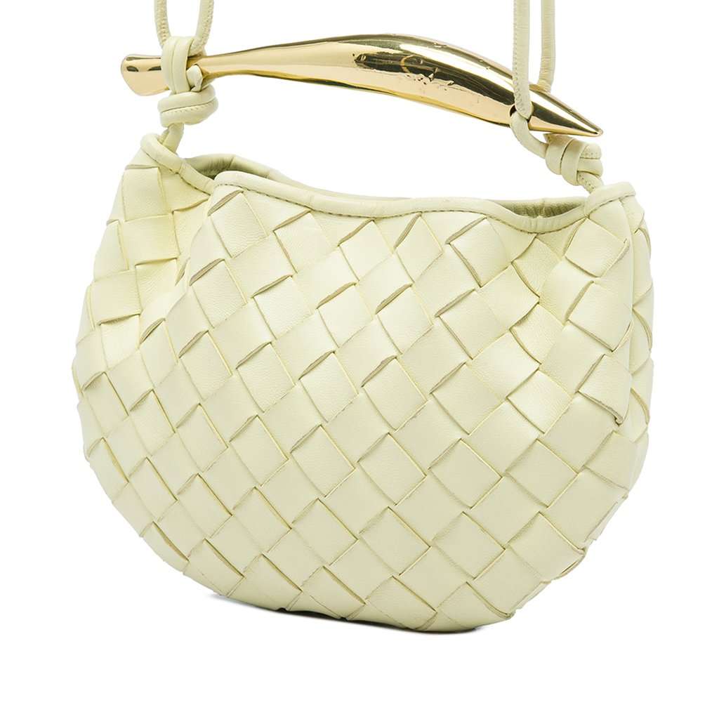Bottega Veneta Baby Lambskin Intrecciato Sardine Bag Yellow Leather Very good - Back View