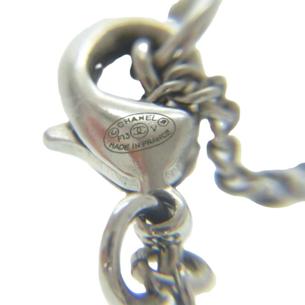 Chanel CC Brass and Strass Pendant Necklace Silver Metal Very good condition - Box View