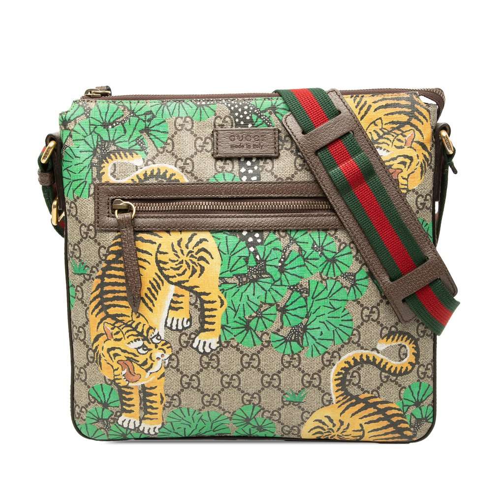 Gucci GG Supreme Web Bengal Crossbody Beige Very good - Front View