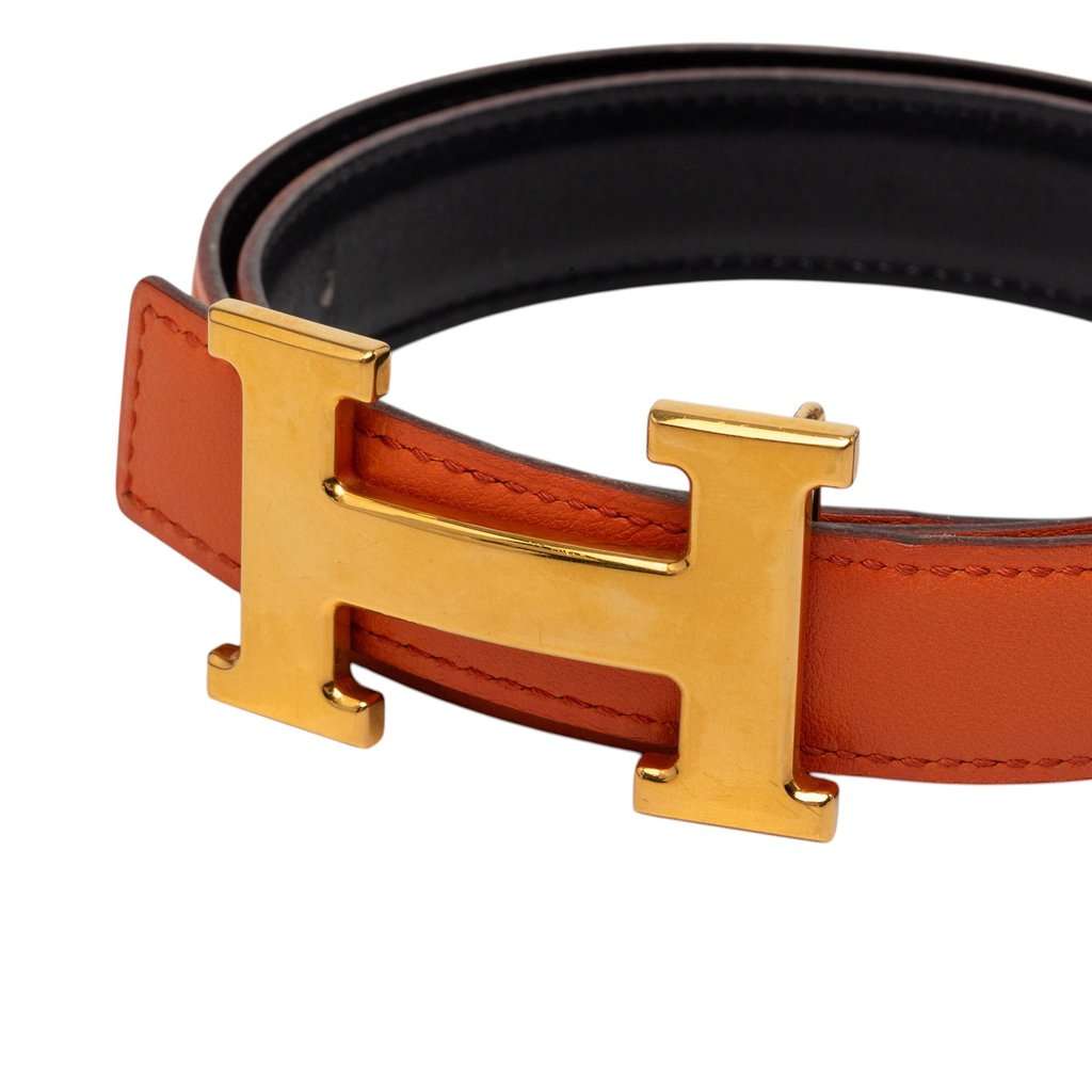 Hermès Box Calf Constance H Reversible Belt Orange Leather Very good - Model View
