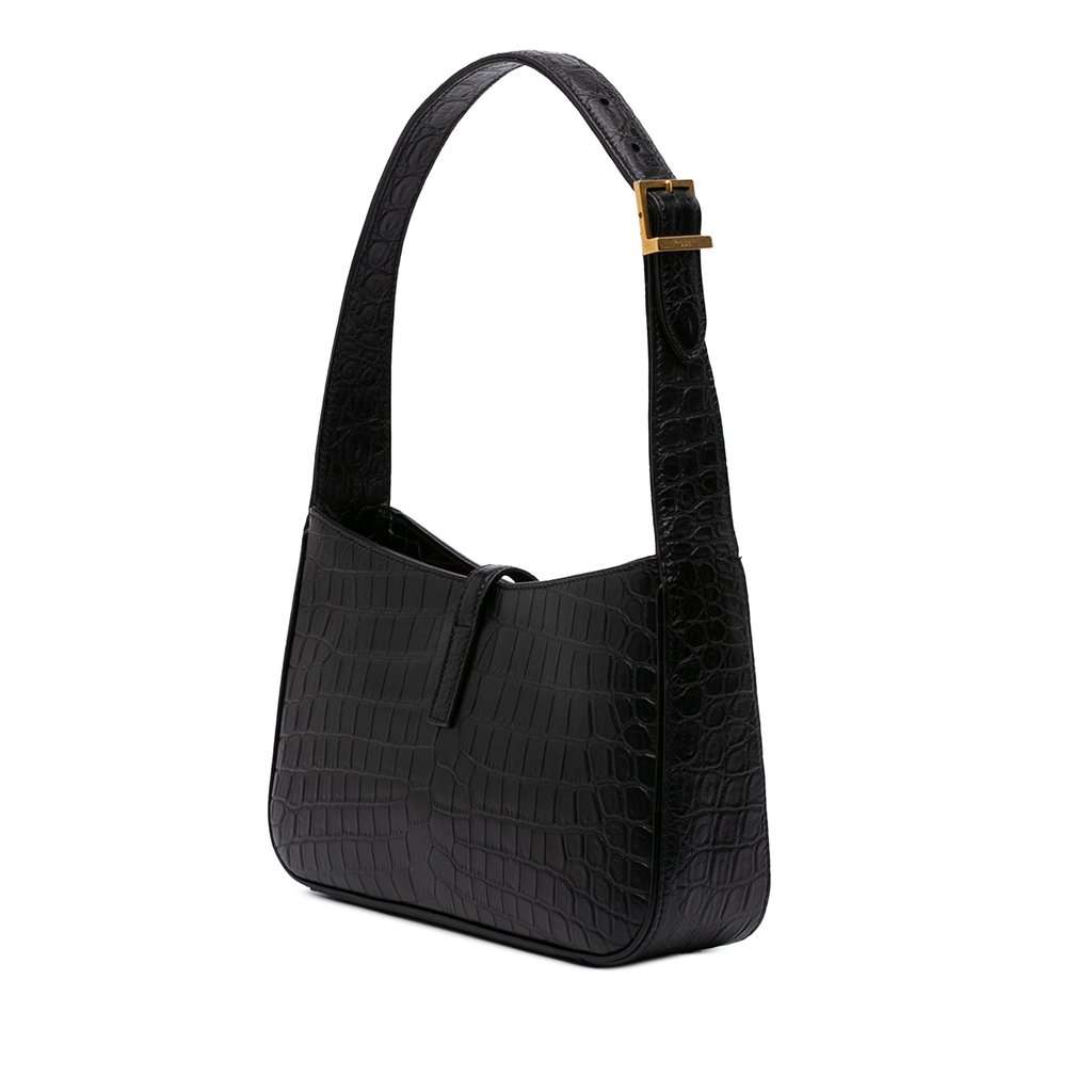 Saint Laurent Croc Embossed Leather Le 5 A 7 Black Leather Very good condition - Back View