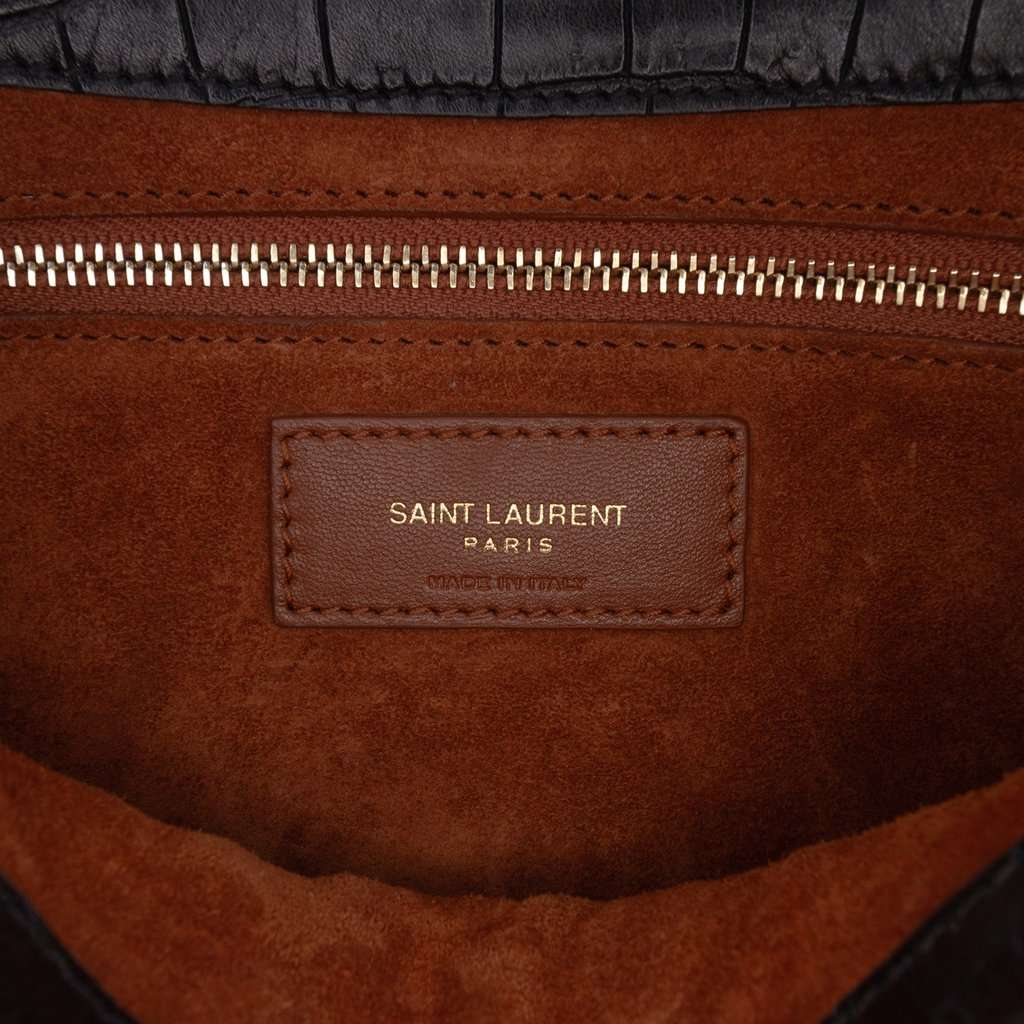 Saint Laurent Croc Embossed Leather Le 5 A 7 Black Leather Very good condition - Box View