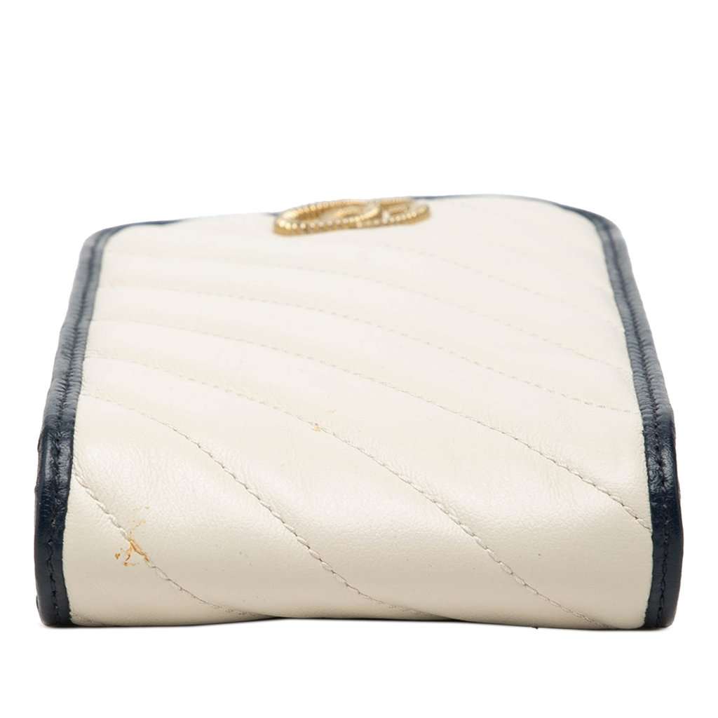 Gucci GG Marmont Matelasse Diagonal Calfskin Torchon Phone Holder Crossbody White Leather Very good - Inside View
