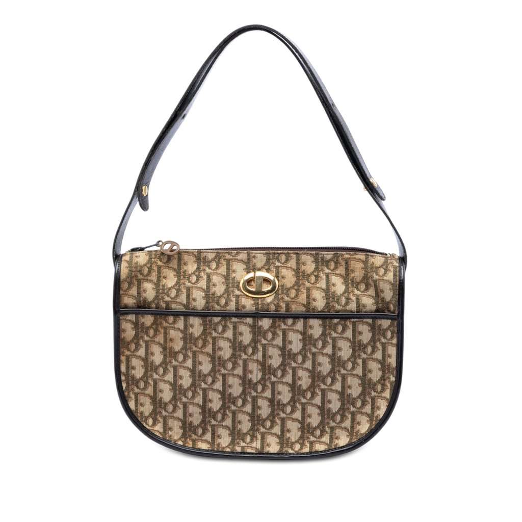 Dior Diorissimo Trotter Canvas Shoulder Bag Brown Very good - Front View
