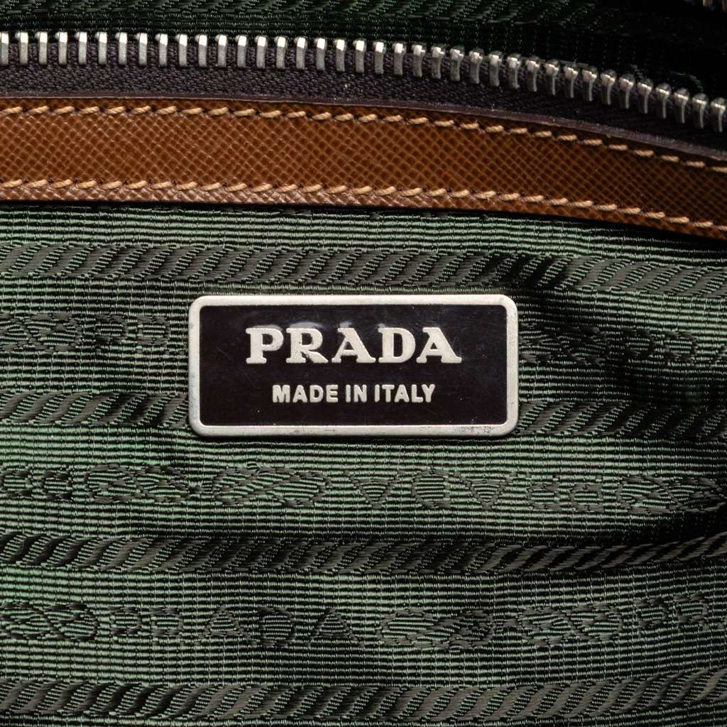 Prada Leather Trimmed Tessuto Tote Green Very good condition - Box View