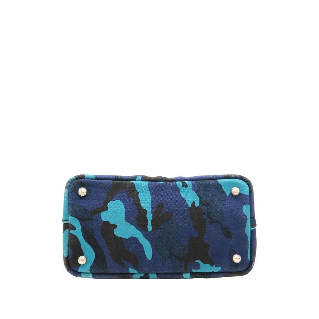 Prada Small Canvas Canapa Logo Camouflage Satchel Blue Very good condition - Inside View
