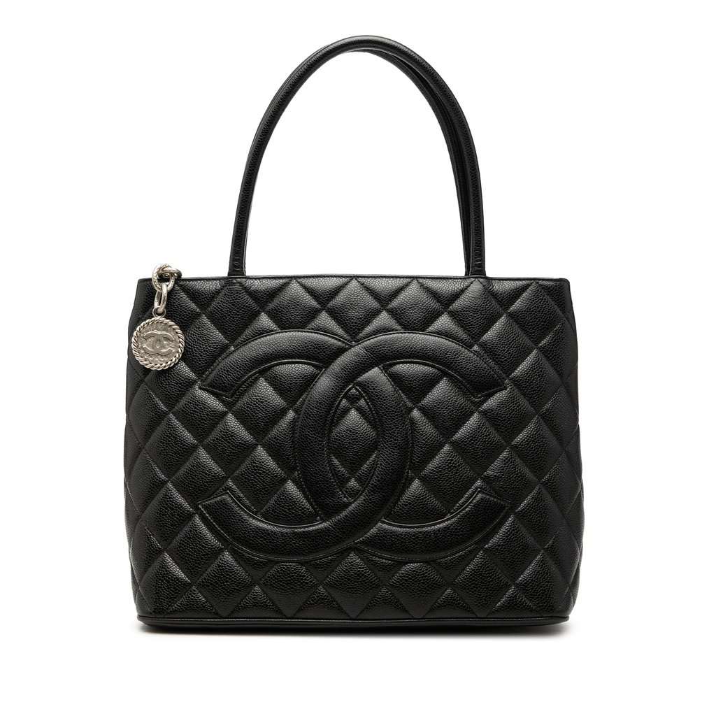 Chanel Caviar Medallion Tote Black Leather Very good - Front View
