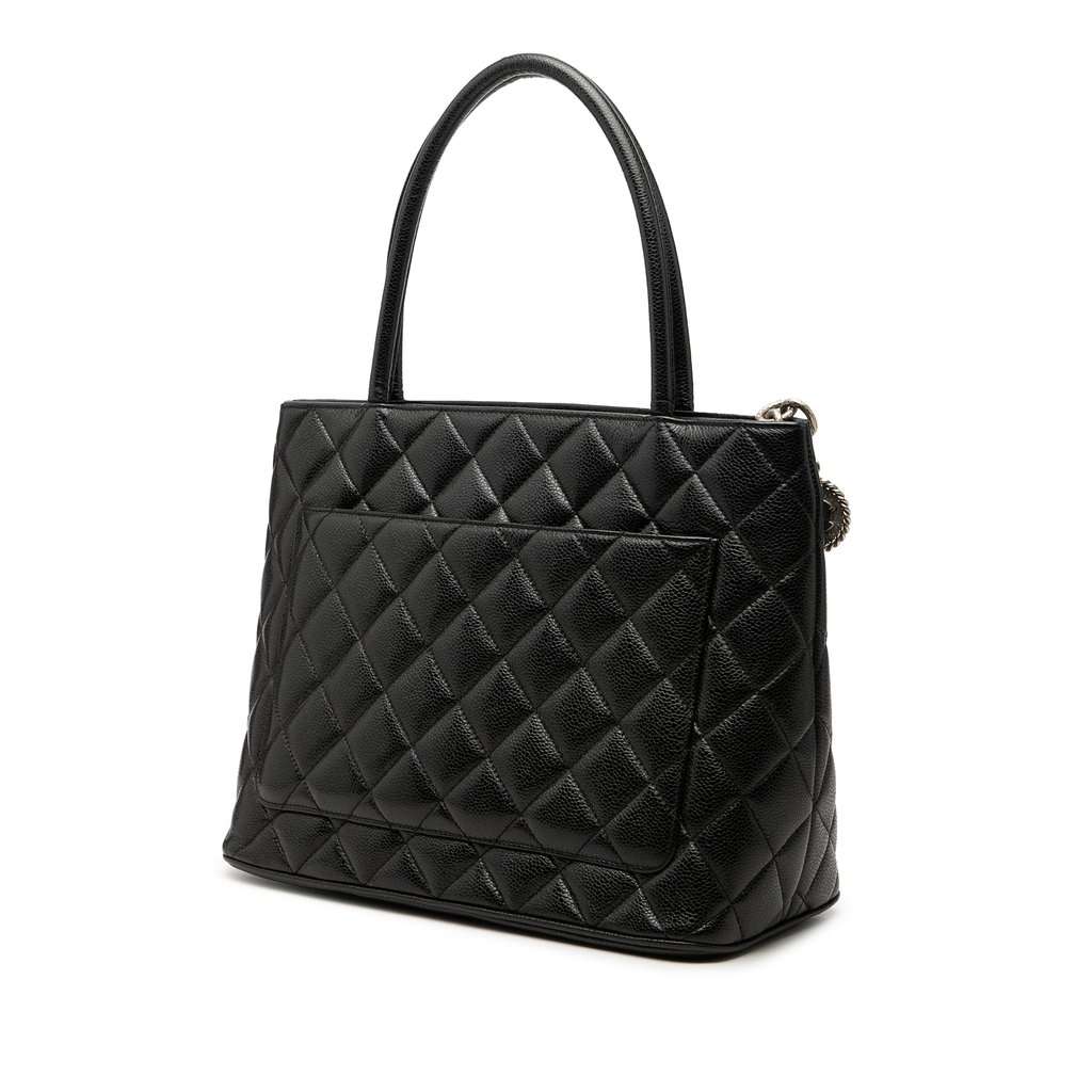Chanel Caviar Medallion Tote Black Leather Very good - Back View