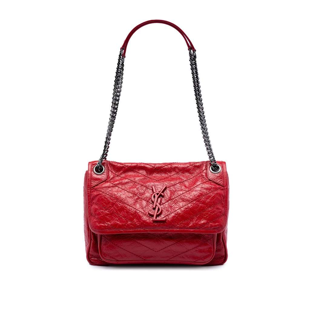 Saint Laurent Medium Crinkled Calfskin Niki Red Leather Very good - Front View