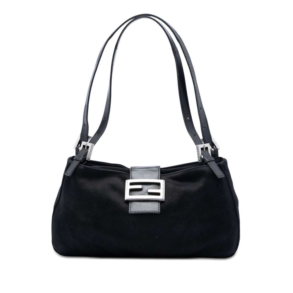 Fendi Cotton FF Shoulder Bag Black Very good condition - Front View
