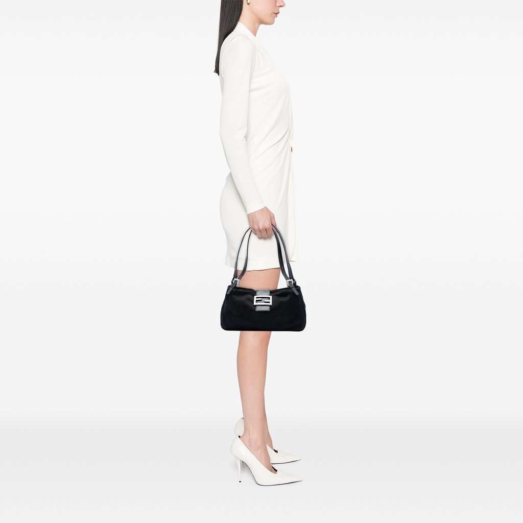 Fendi Cotton FF Shoulder Bag Black Very good condition - Box View