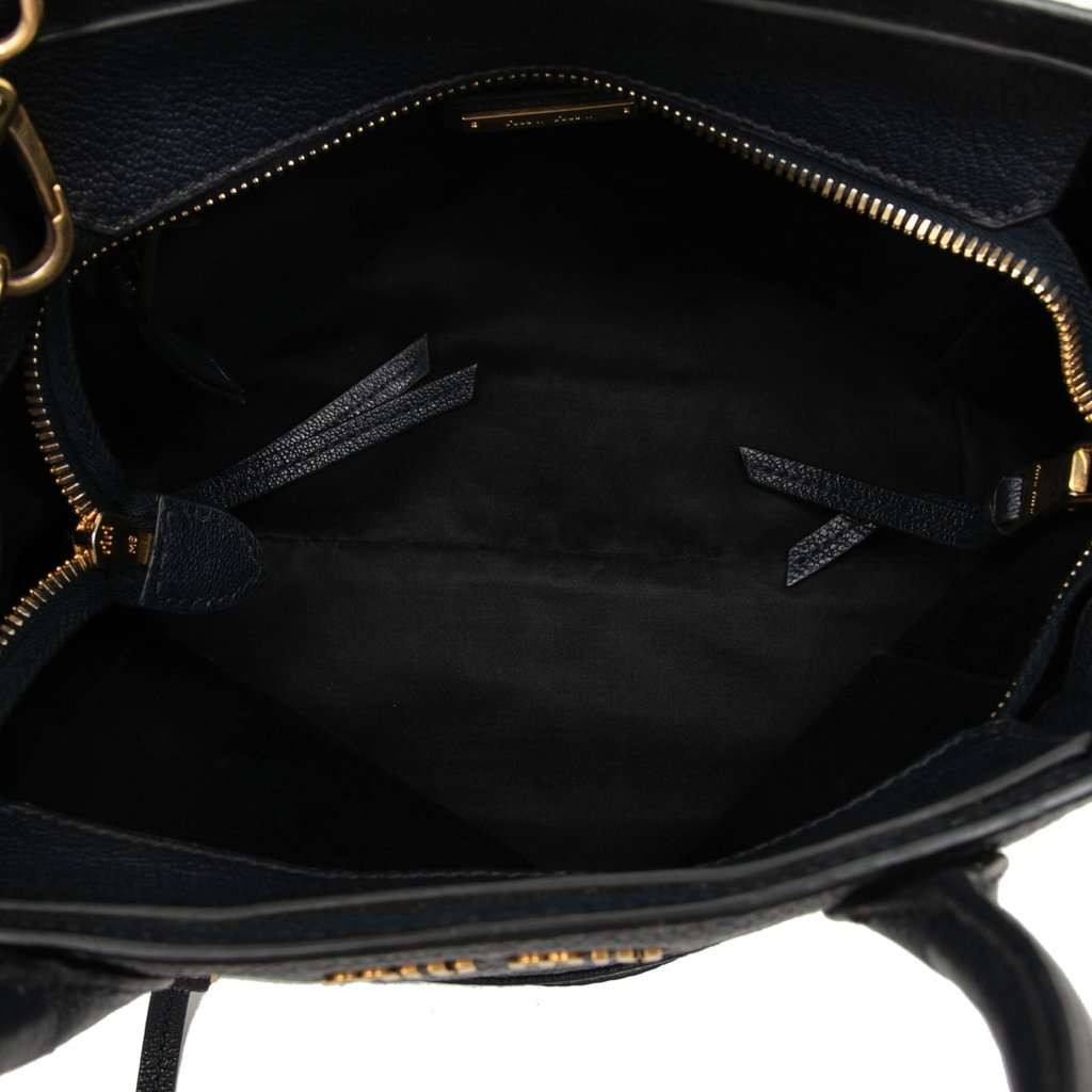 Miu Miu Goatskin Madras Front Pocket Satchel Black Leather Very good condition - Model View
