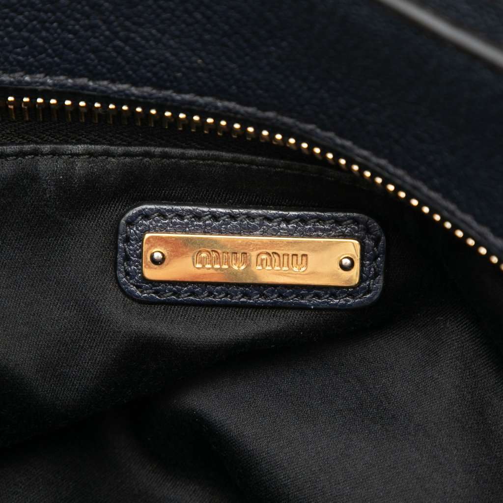 Miu Miu Goatskin Madras Front Pocket Satchel Black Leather Very good condition - Box View