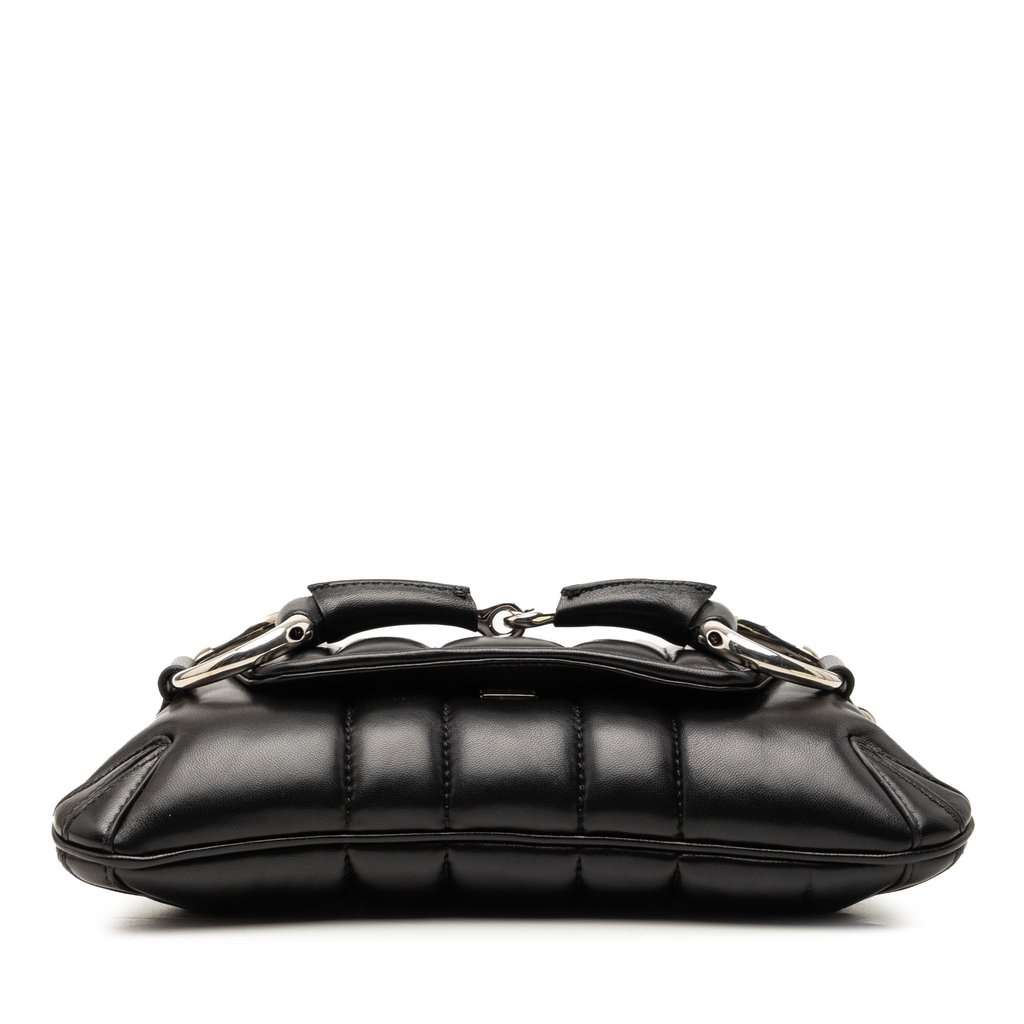 Gucci Small Quilted Leather Horsebit Chain Satchel Black Leather Very good condition - Inside View