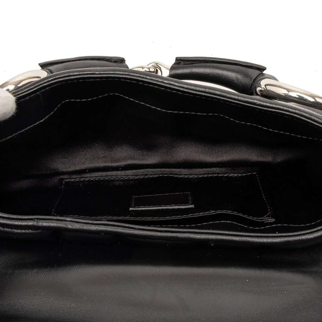Gucci Small Quilted Leather Horsebit Chain Satchel Black Leather Very good condition - Model View