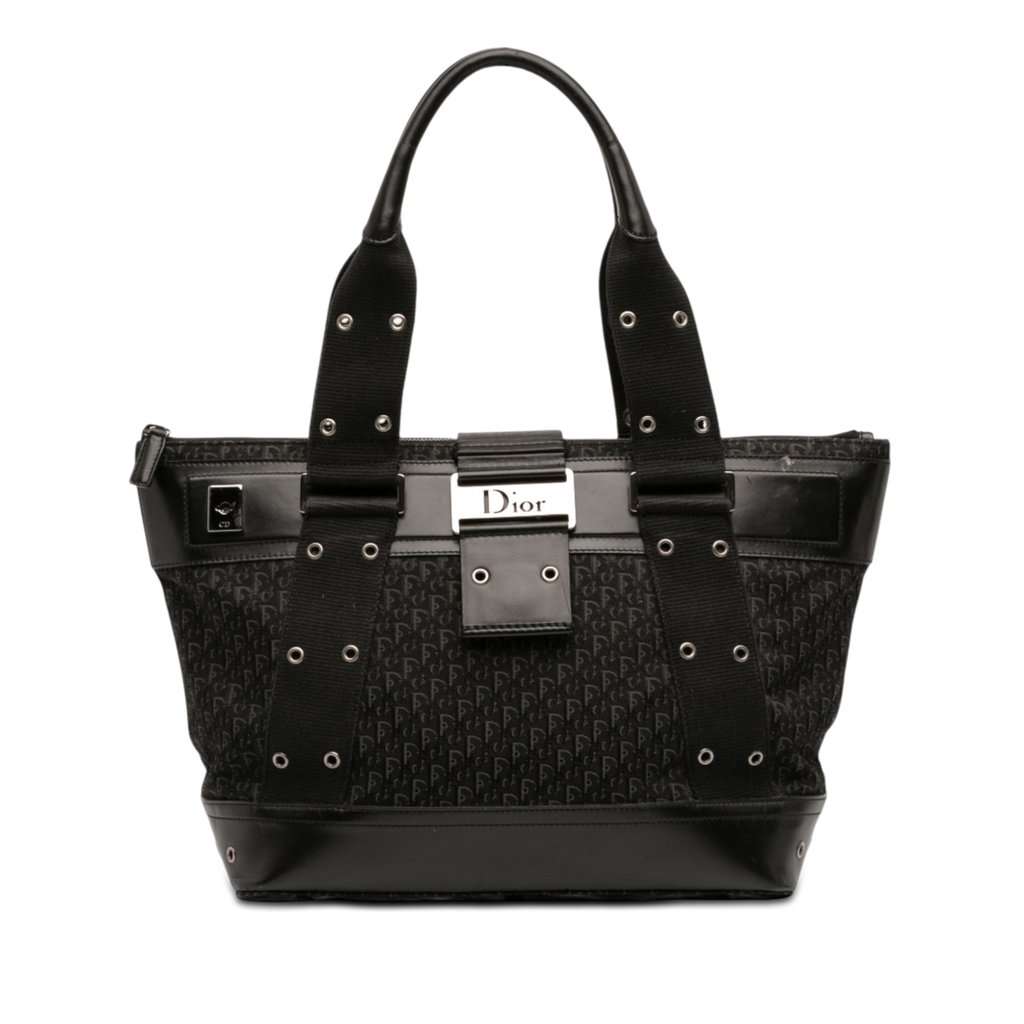 Dior Diorissimo Trotter Canvas Street Chic Columbus Tote Black Good - Front View