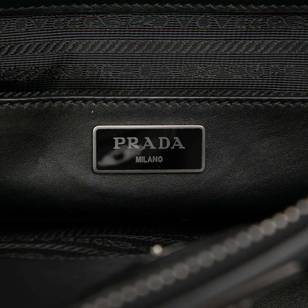Prada Glace Calf Twin Pocket Double Handle Satchel Black Leather Good condition - Box View