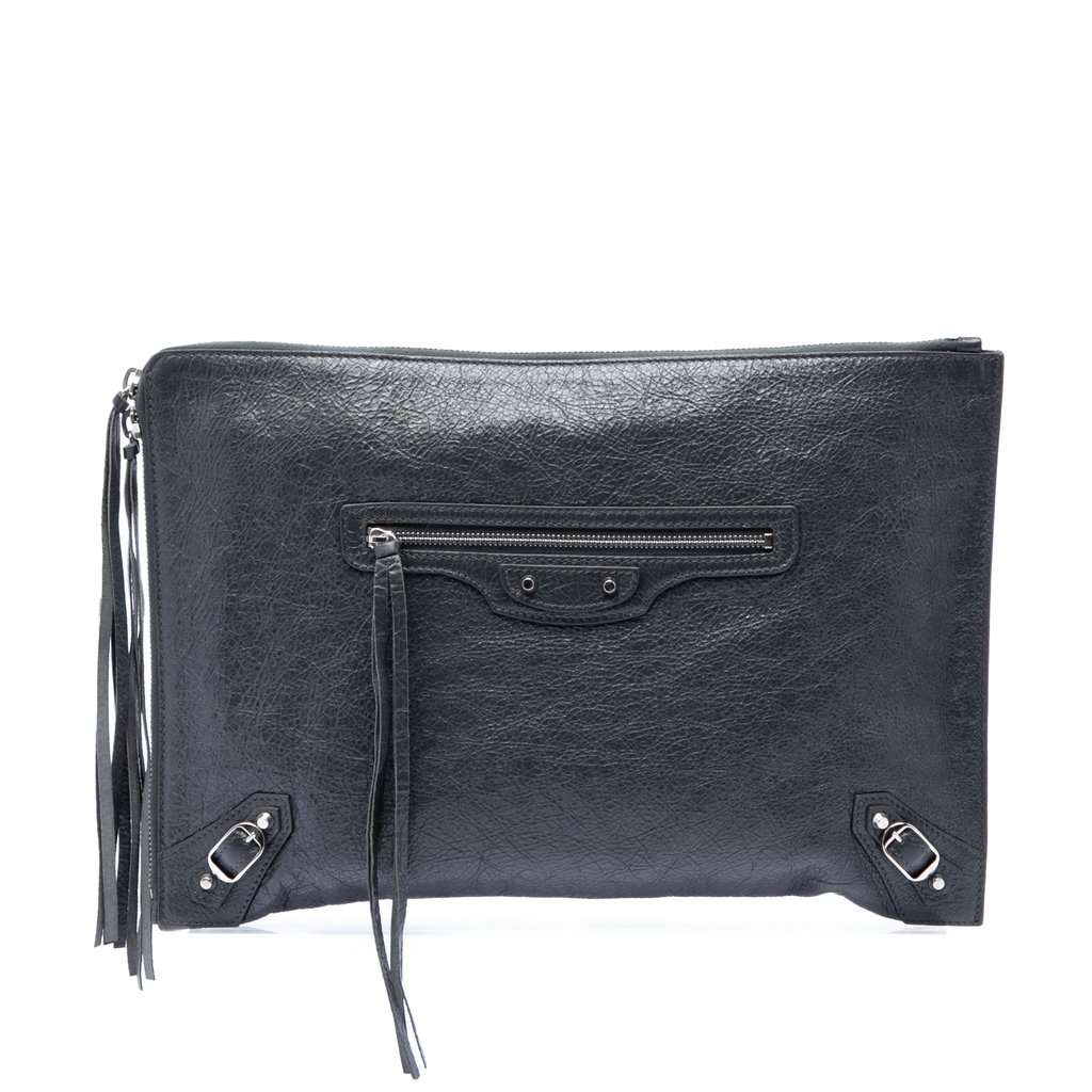 Balenciaga Lambskin Motocross Classic Zip Around Flat Clutch MultiColor Leather Very good - Front View