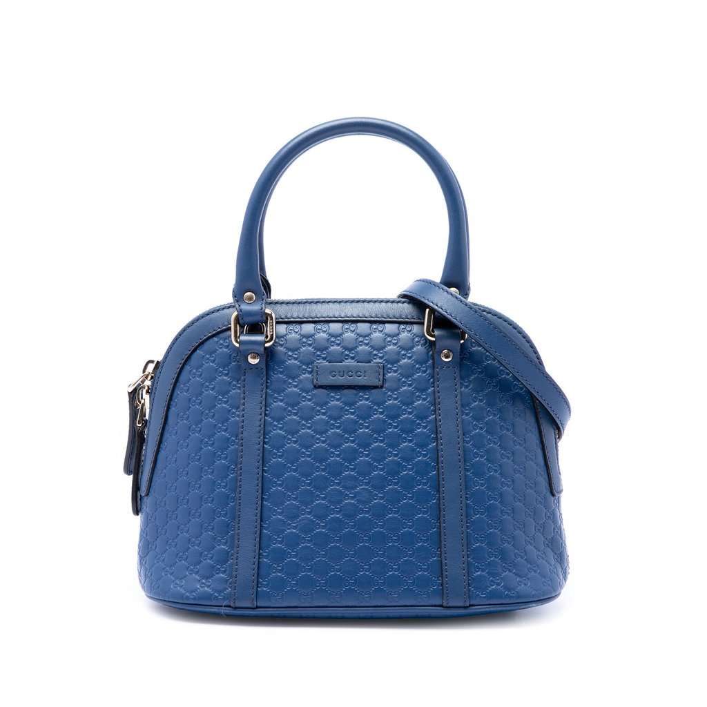 Gucci Mini Microguccissima Dome Satchel Blue Leather Very good - Front View