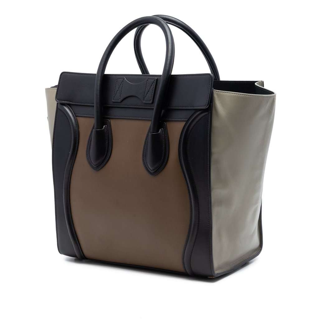 Celine Mini Tricolor Calfskin Luggage Tote Brown Leather Very good condition - Back View