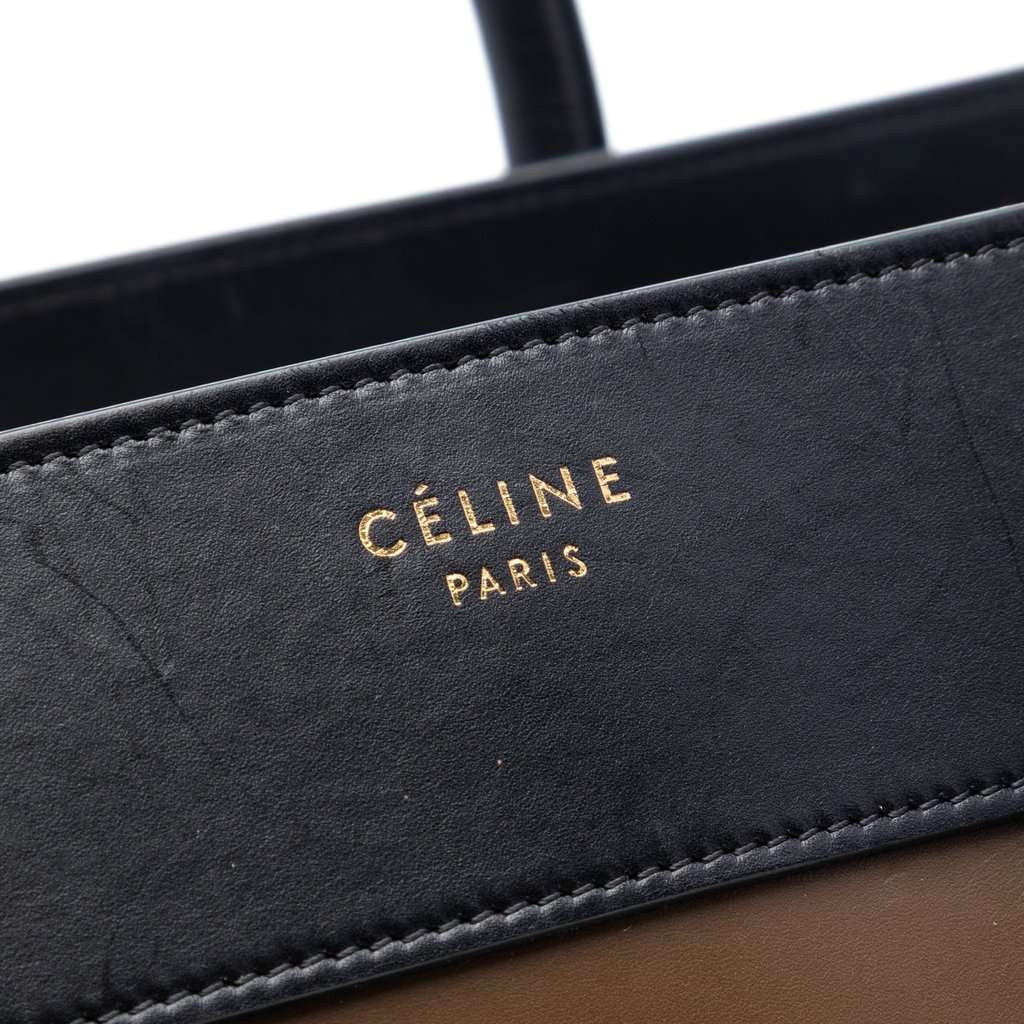 Celine Mini Tricolor Calfskin Luggage Tote Brown Leather Very good condition - Box View