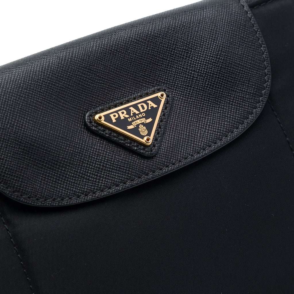 Prada Saffiano Trimmed Tessuto Crossbody Black Very good - Box View