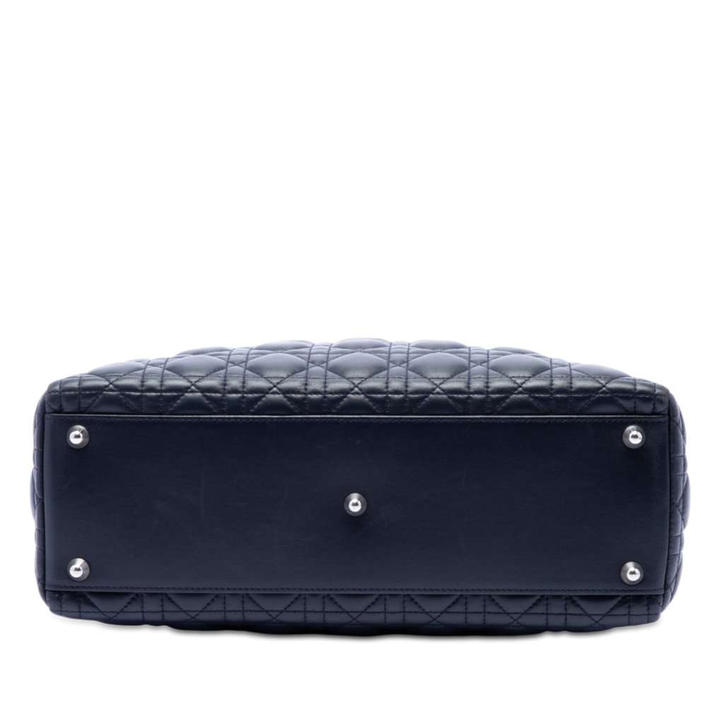 Dior Large Lambskin Cannage Lady Dior Blue Leather Very good condition - Inside View