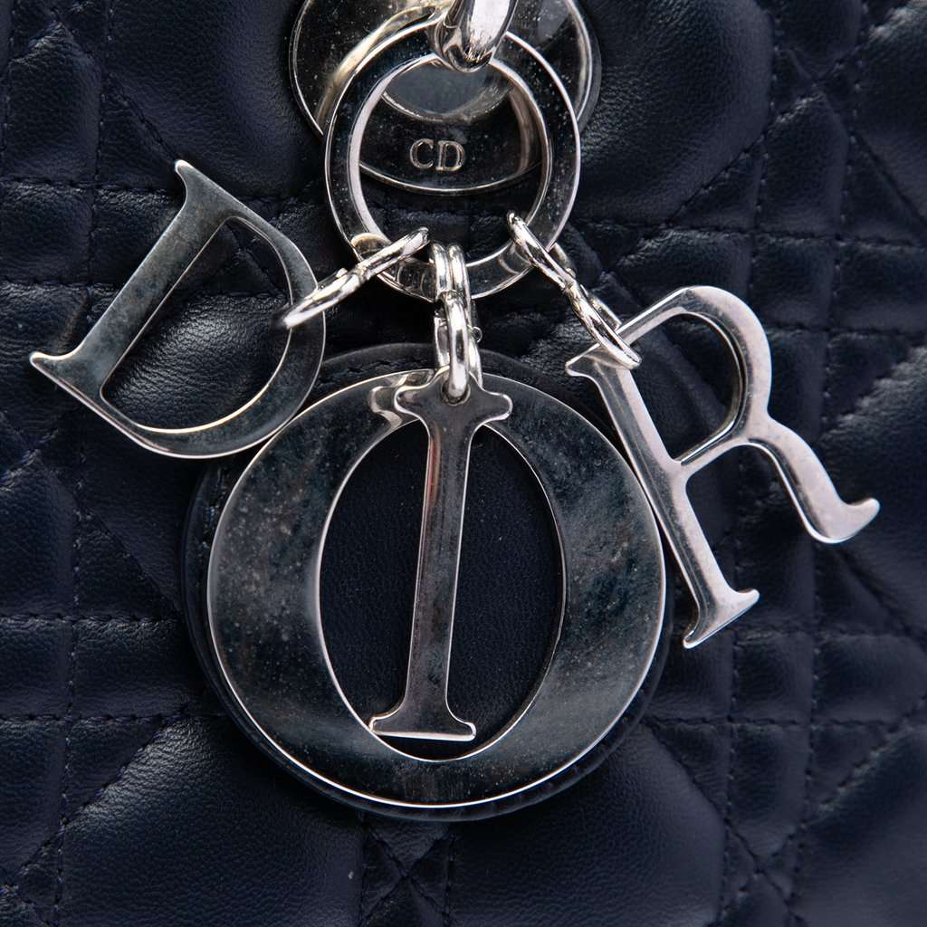 Dior Large Lambskin Cannage Lady Dior Blue Leather Very good condition - Box View