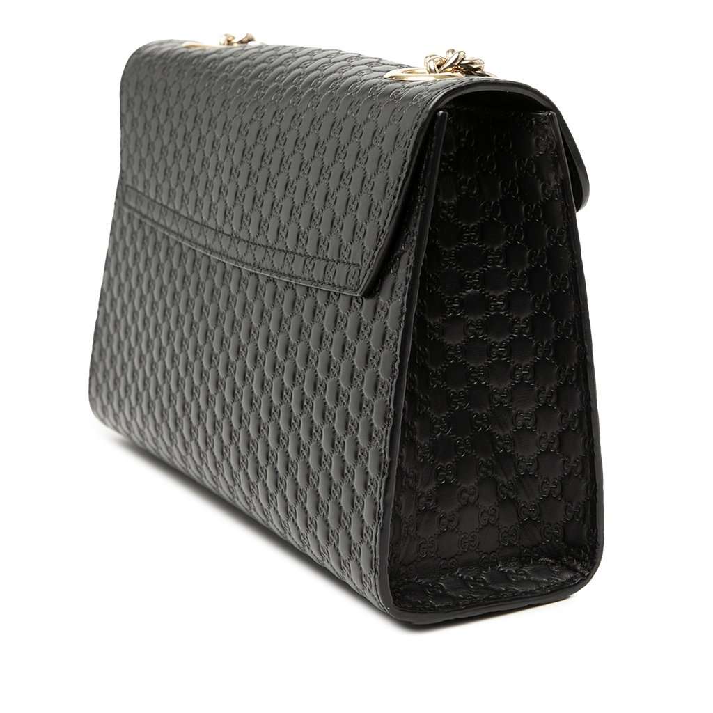 Gucci Medium Microguccissima Emily Shoulder Bag Black Leather Very good - Back View