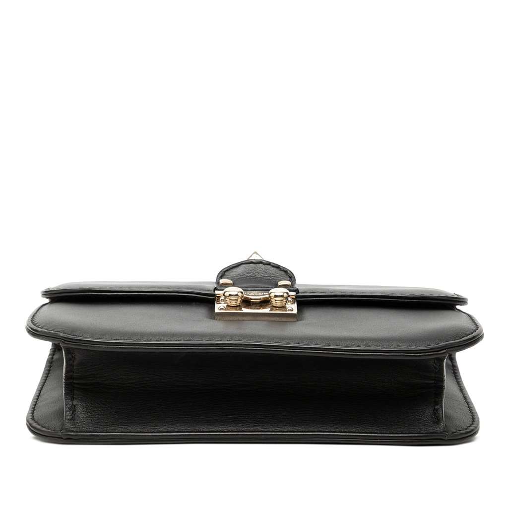Valentino Small Leather Rockstud Glam Lock Crossbody Black Leather Very good - Inside View