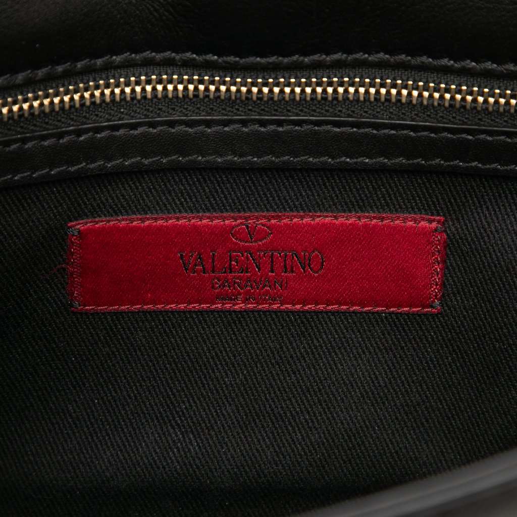 Valentino Small Leather Rockstud Glam Lock Crossbody Black Leather Very good - Box View
