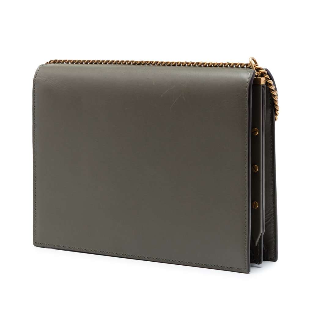 Saint Laurent Suede and Calfskin Monogram Cassandra Clasp Bag Brown Leather Very good condition - Back View
