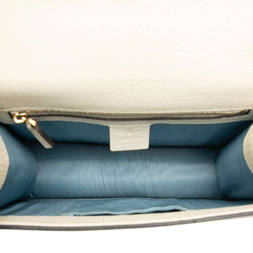Gucci Small Leather Bee Star Sylvie Satchel White Leather Very good - Model View