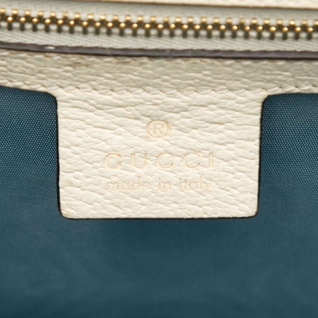 Gucci Small Leather Bee Star Sylvie Satchel White Leather Very good - Box View