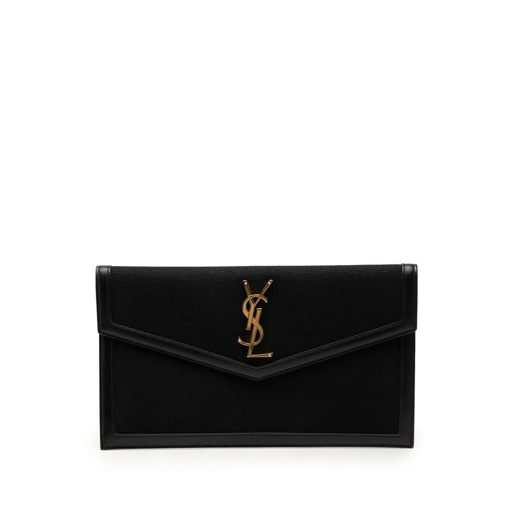 Saint Laurent Canvas Uptown Pouch Black Very good condition - Front View