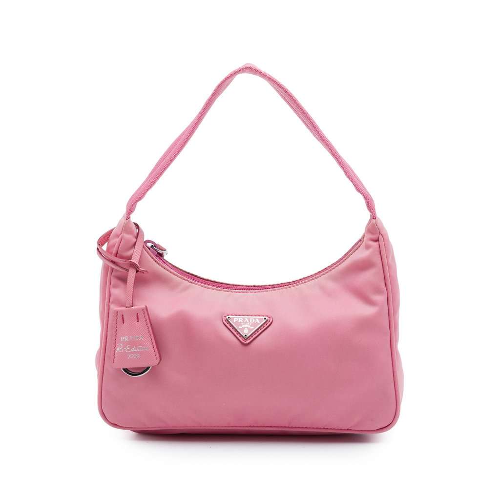 Prada Mini Tessuto Re Edition 2000 Shoulder Bag Pink Good - Front View