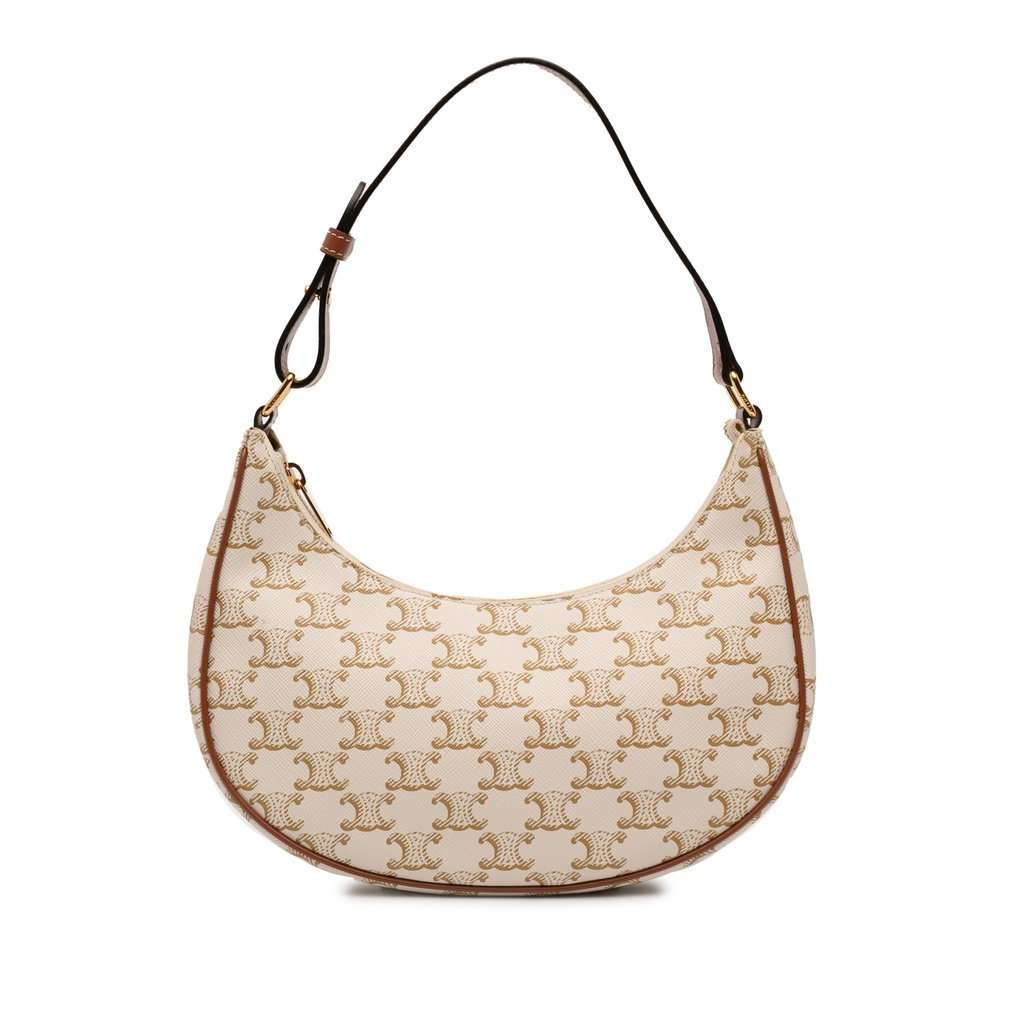 Celine Triomphe Coated Canvas Ava Shoulder Bag Brown Very good condition - Front View