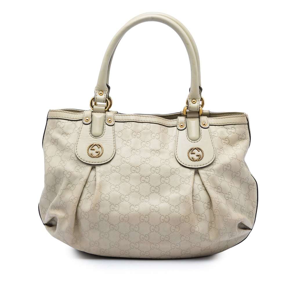 Gucci Guccissima Scarlett Tote White Leather Good - Front View